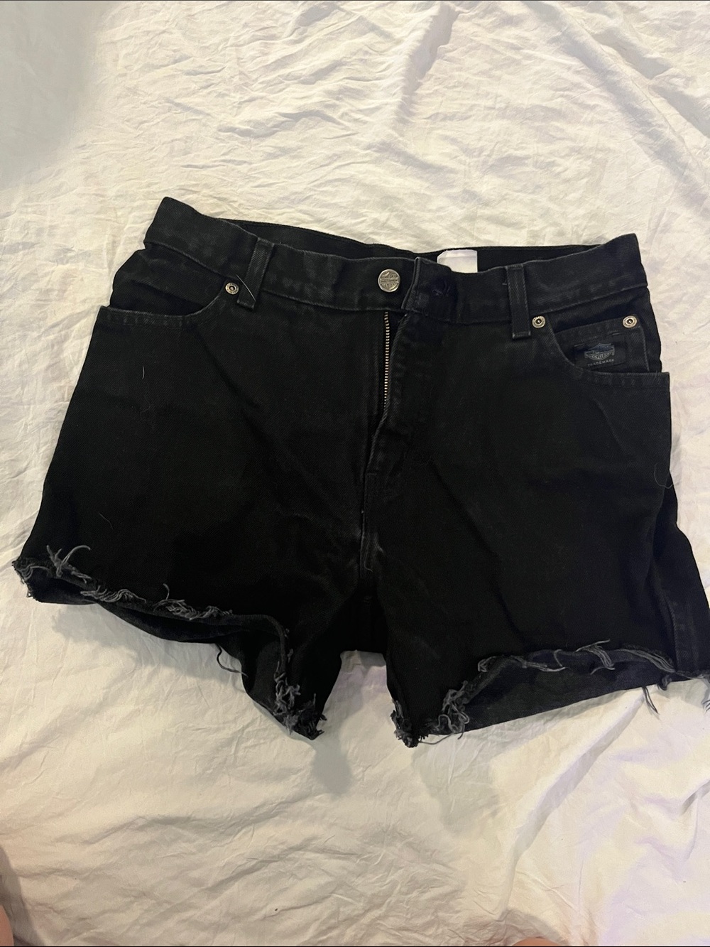 Harley-Davidson Black Distressed Denim Cutoff Shorts